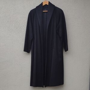 Vintage Alpaca Long Black Coat - Anglo Fabrics L/XL